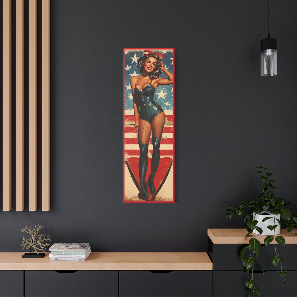Stars & Stripes Sweetheart WWII aviation pin-up canvas wall art