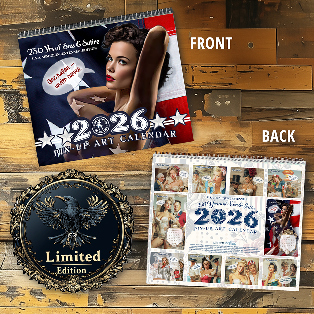 Funny USA 250th Anniversary Calendar 2026, America 250 Years of Sass and Satire, Premium XL Pin Up History Calendar