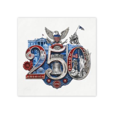 Fourth of July Designer Party Napkins - America 250th Commemorative Design | Patriotic BBQ Supplies | Dinner Cocktail 50/Pack