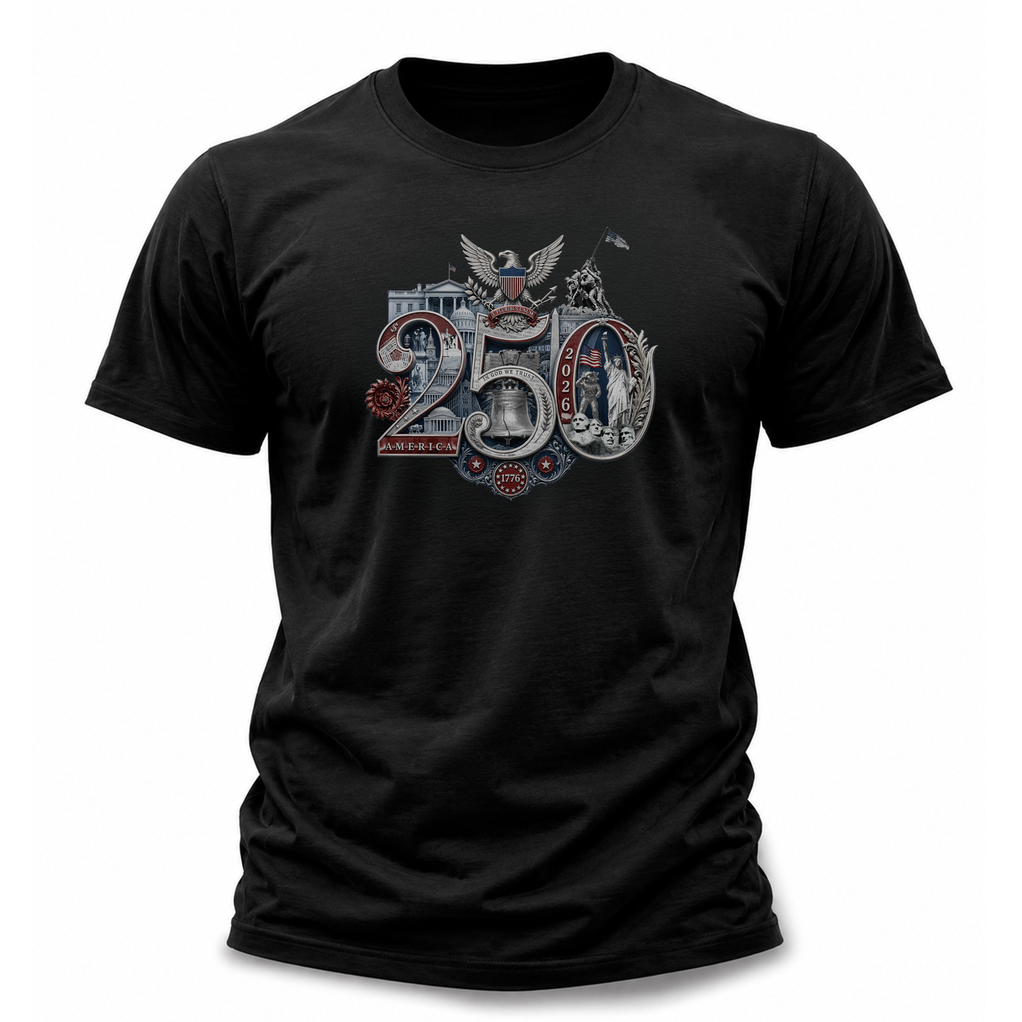 Black America 250th T-Shirt — lifestyle shot featuring the 250th Seal™ design