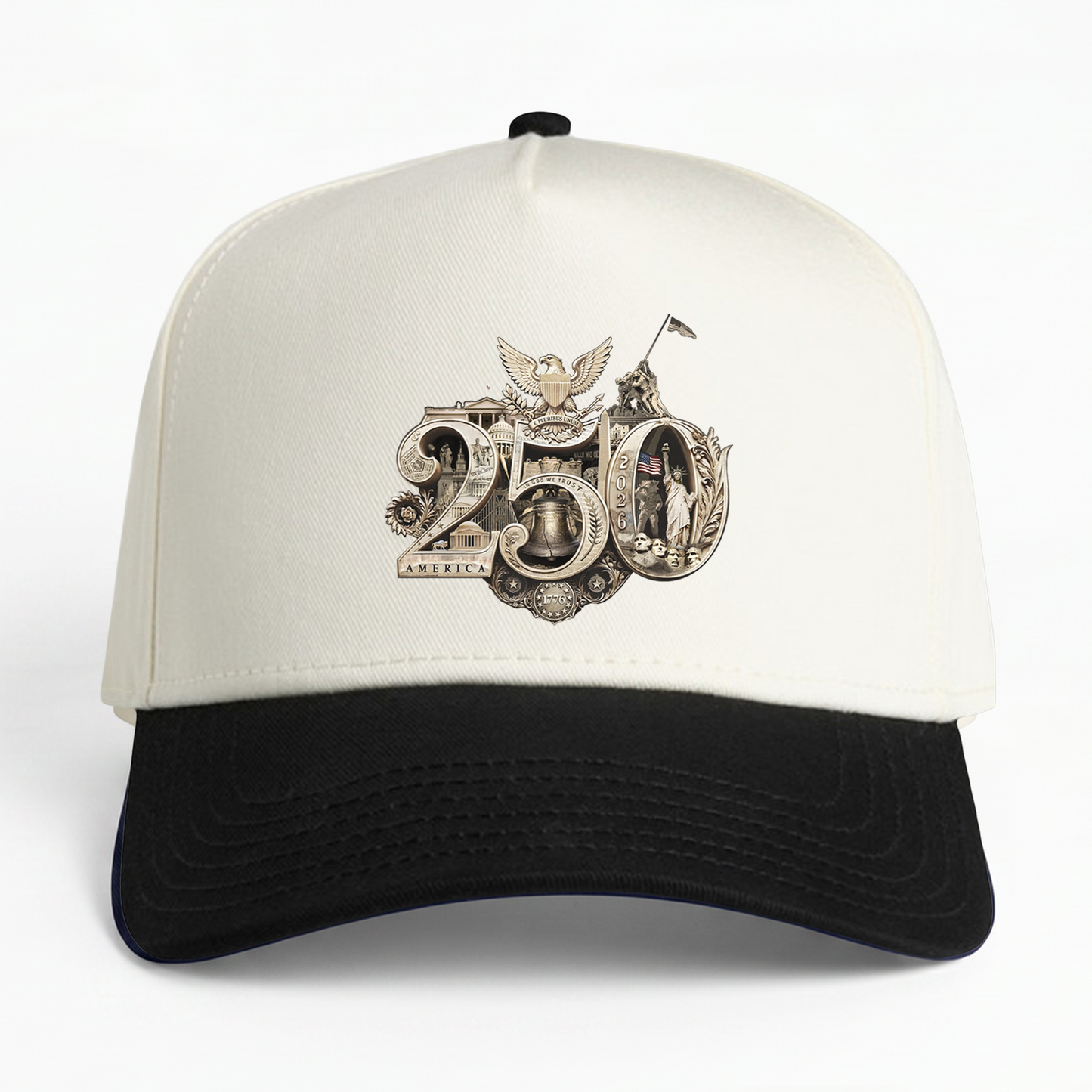 America 250th Anniversary Gold Seal Hat, Patriotic Two-Tone Snapback Cap, USA Semiquincentennial Baseball Cap