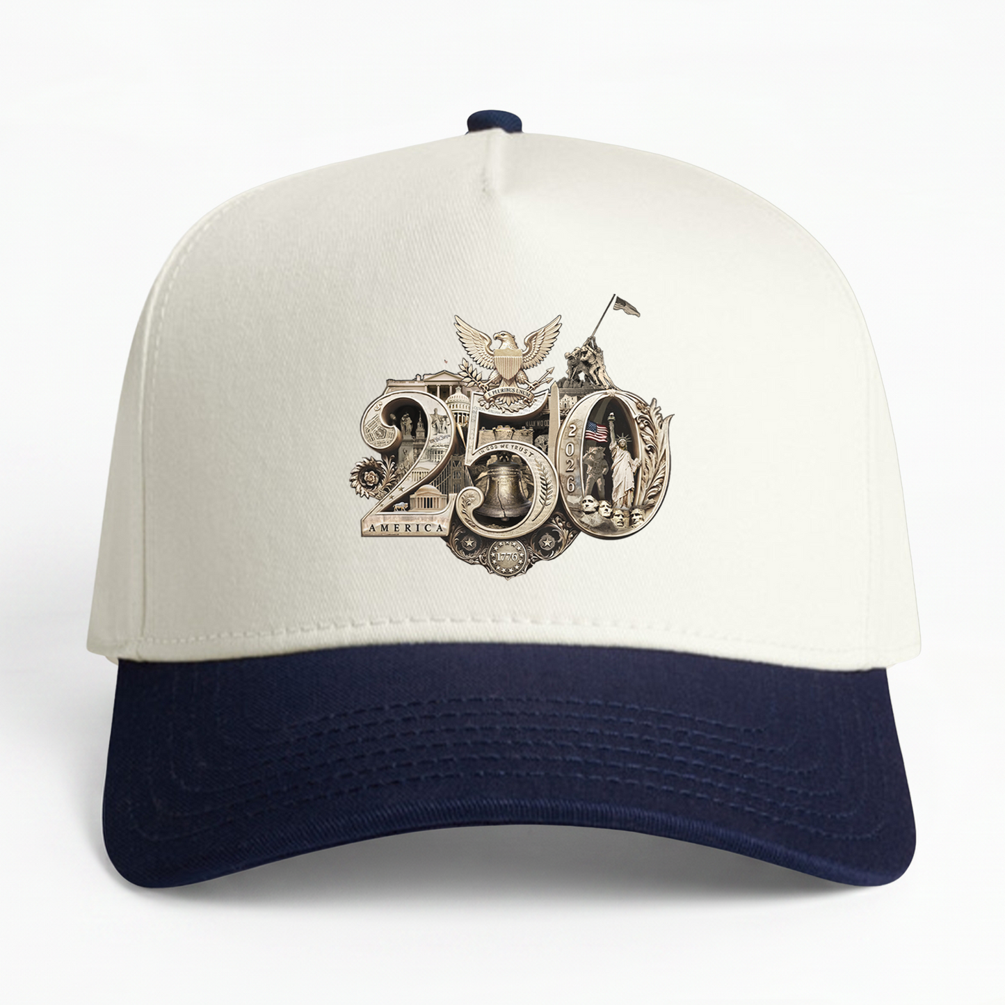 America 250th Anniversary Gold Seal Hat, Patriotic Two-Tone Snapback Cap, USA Semiquincentennial Baseball Cap