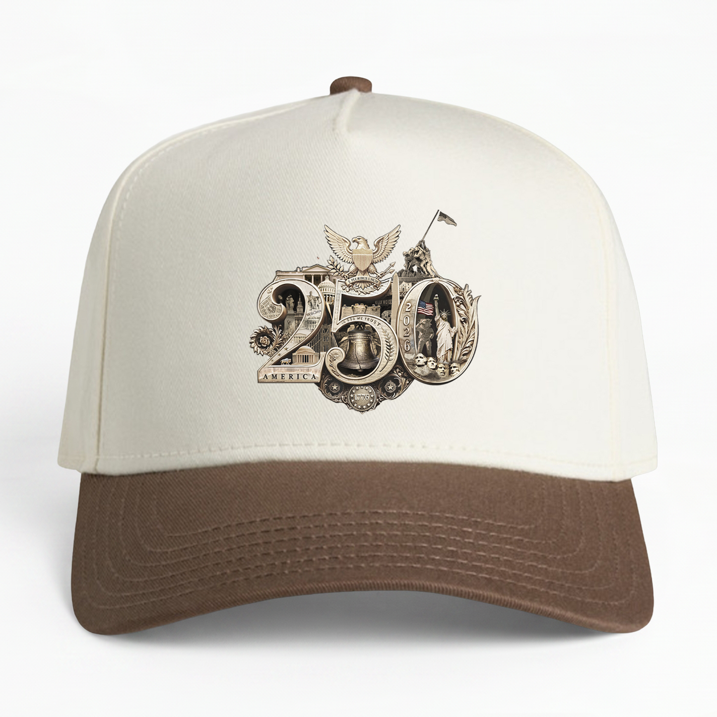 America 250th Anniversary Gold Seal Hat, Patriotic Two-Tone Snapback Cap, USA Semiquincentennial Baseball Cap