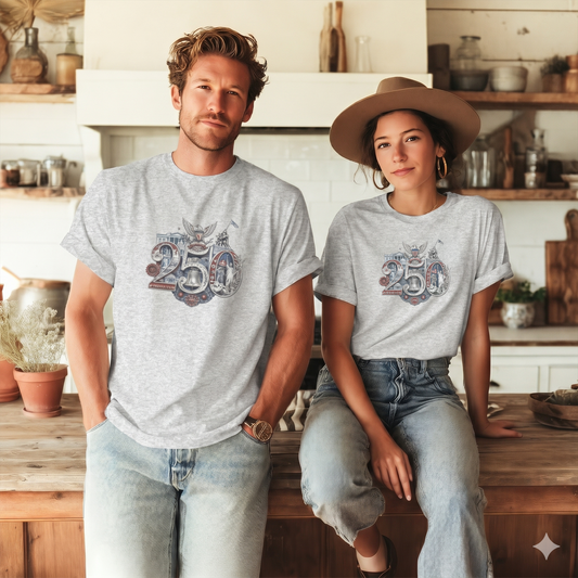 America 250th Anniversary Shirt, Patriotic Tee, Americana T Shirt, Vintage USA Tee, Bella Canvas 3001 Unisex Shirt, Fourth of July Apparel