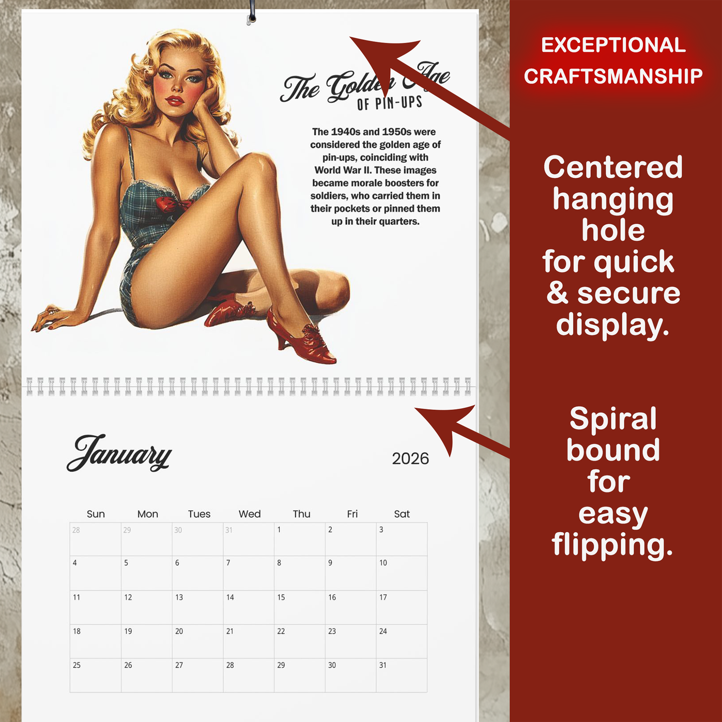 2026 Pinup Wall Calendar - Salute USA