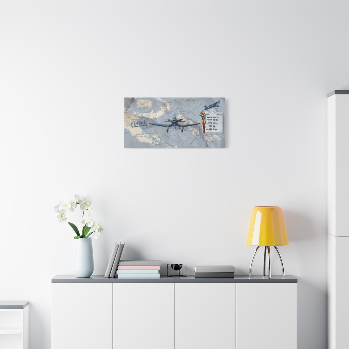 F4U Corsair pin-up WWII aviation canvas wall art