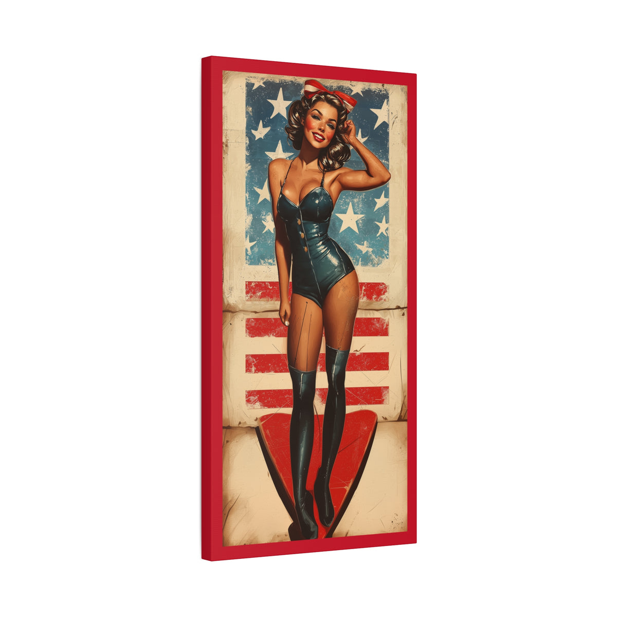 Stars & Stripes Sweetheart WWII aviation pin-up canvas wall art