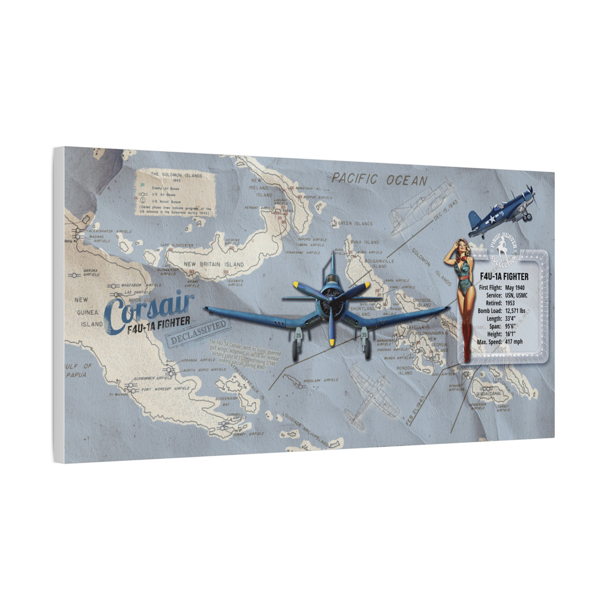 F4U Corsair pin-up WWII aviation canvas wall art