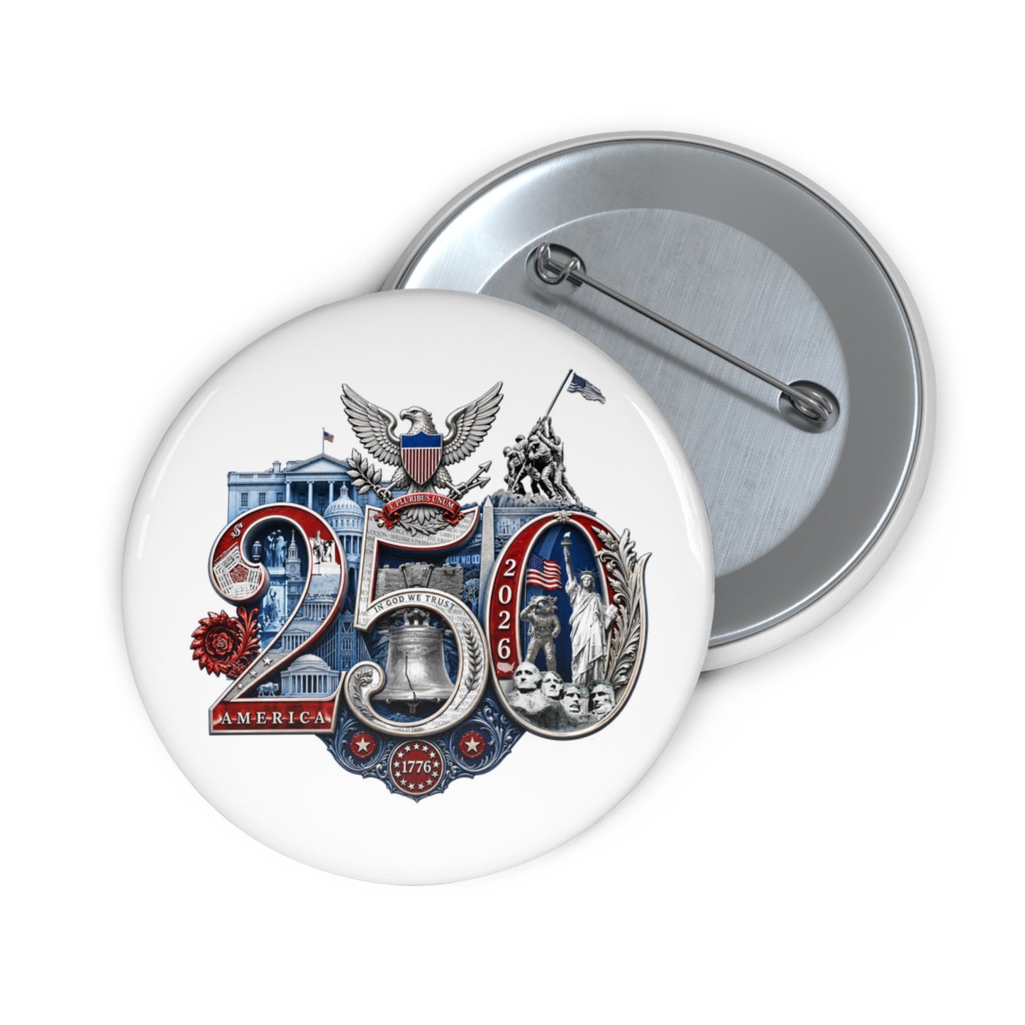 250th Anniversary Patriotic Pin Button - American Eagle 250th Seal Design