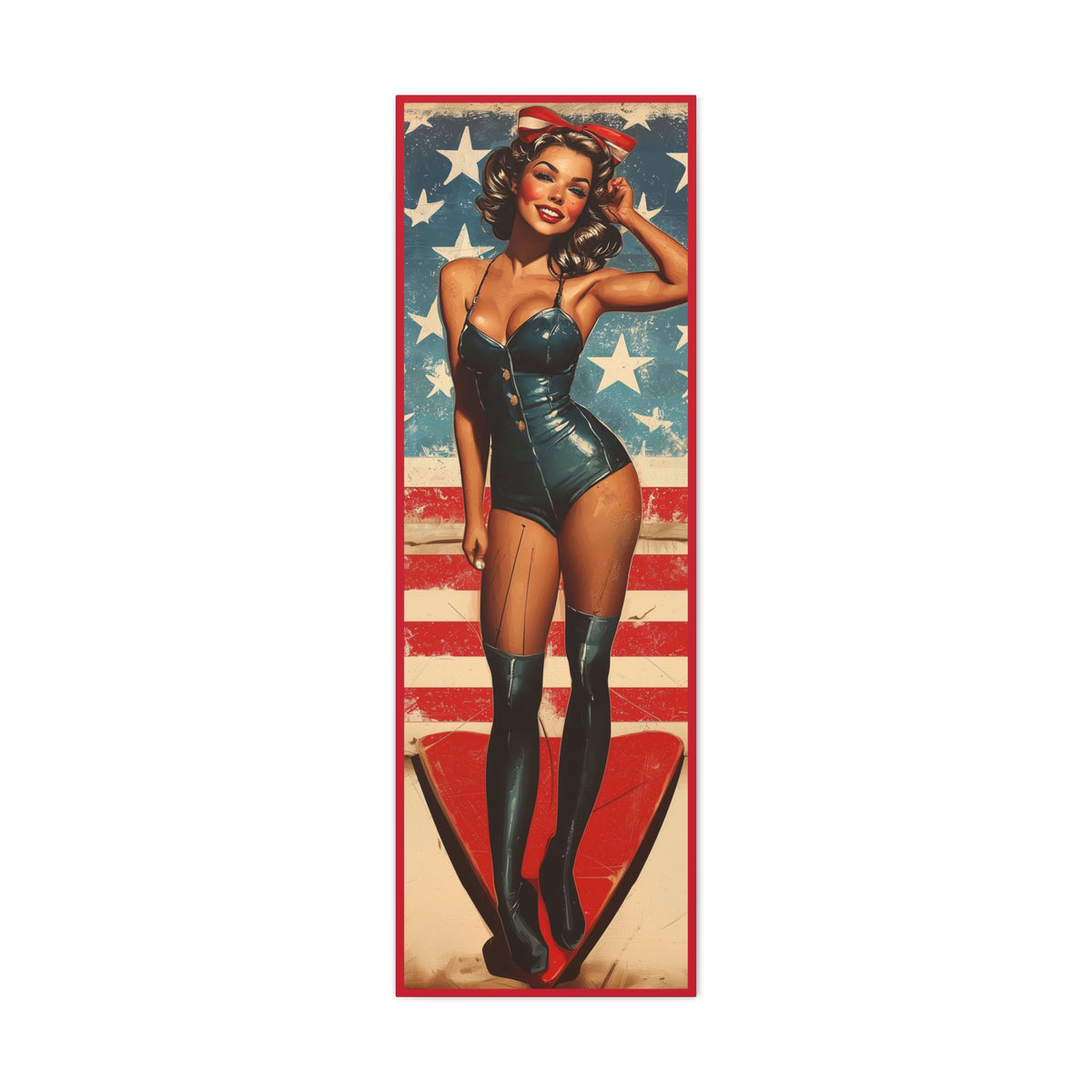 Stars & Stripes Sweetheart WWII aviation pin-up canvas wall art