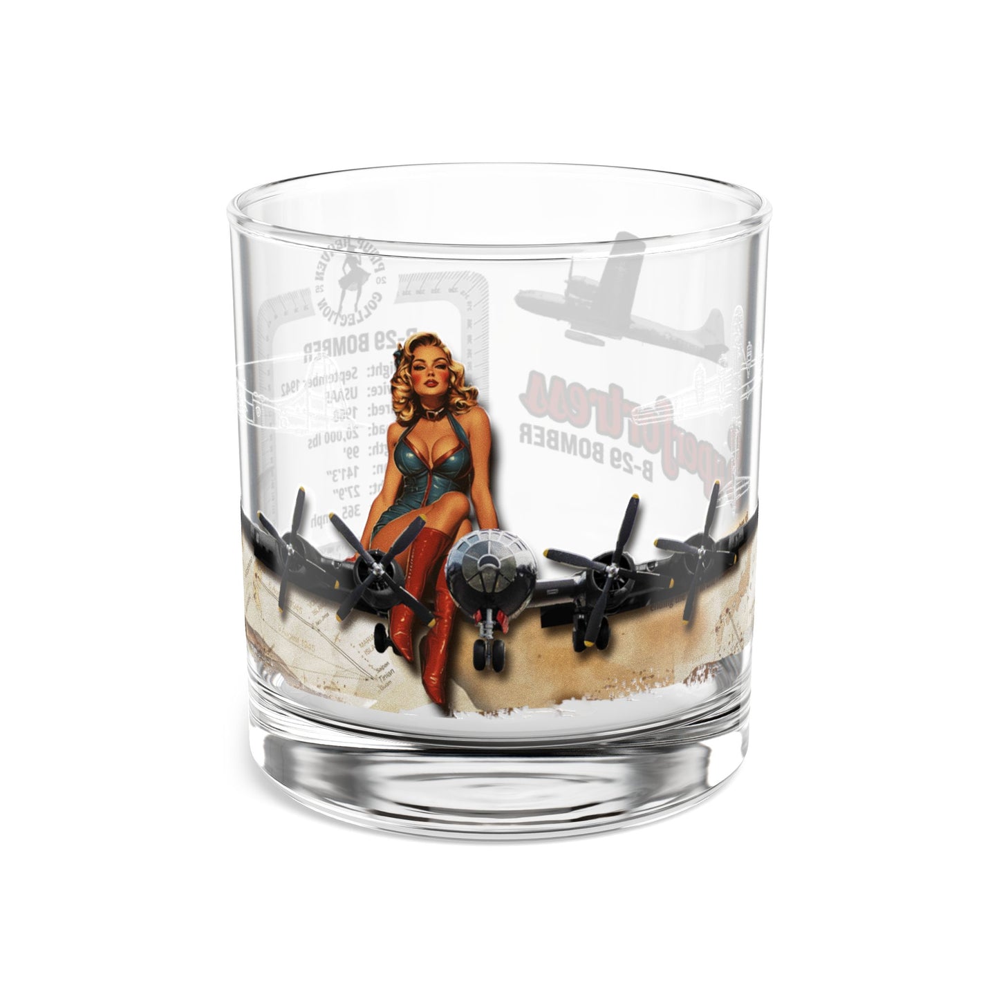 B-29 Superfortress WWII aviation whiskey glass
