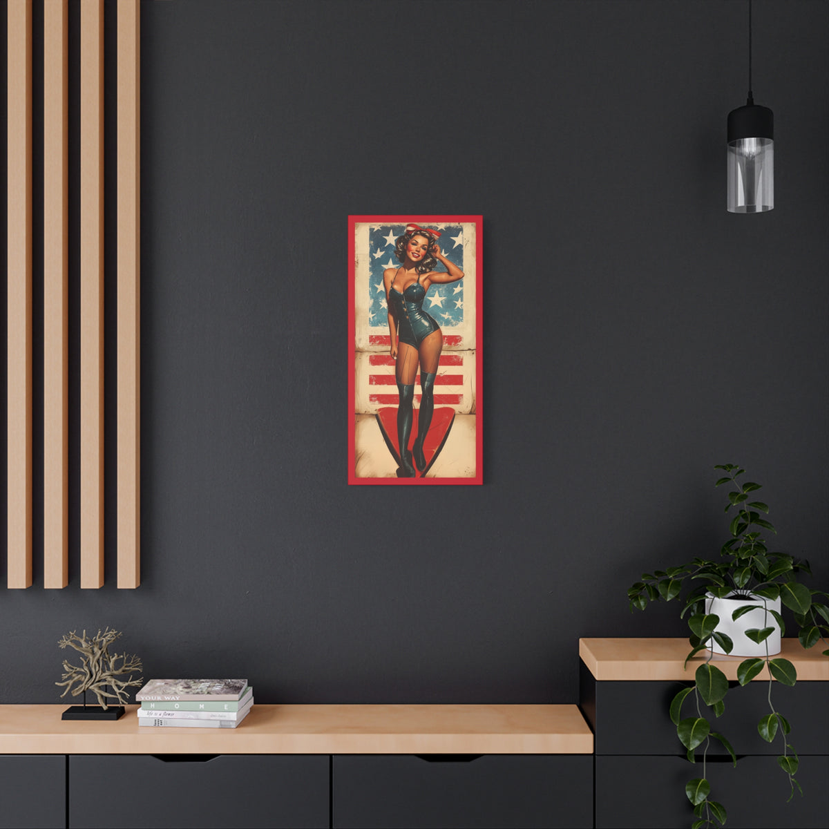 Stars & Stripes Sweetheart WWII aviation pin-up canvas wall art