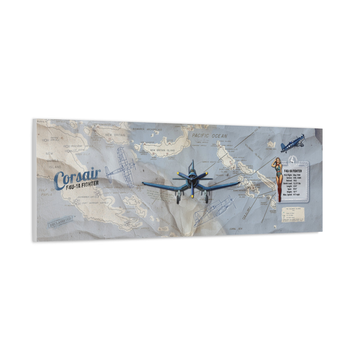 F4U Corsair pin-up WWII aviation canvas wall art