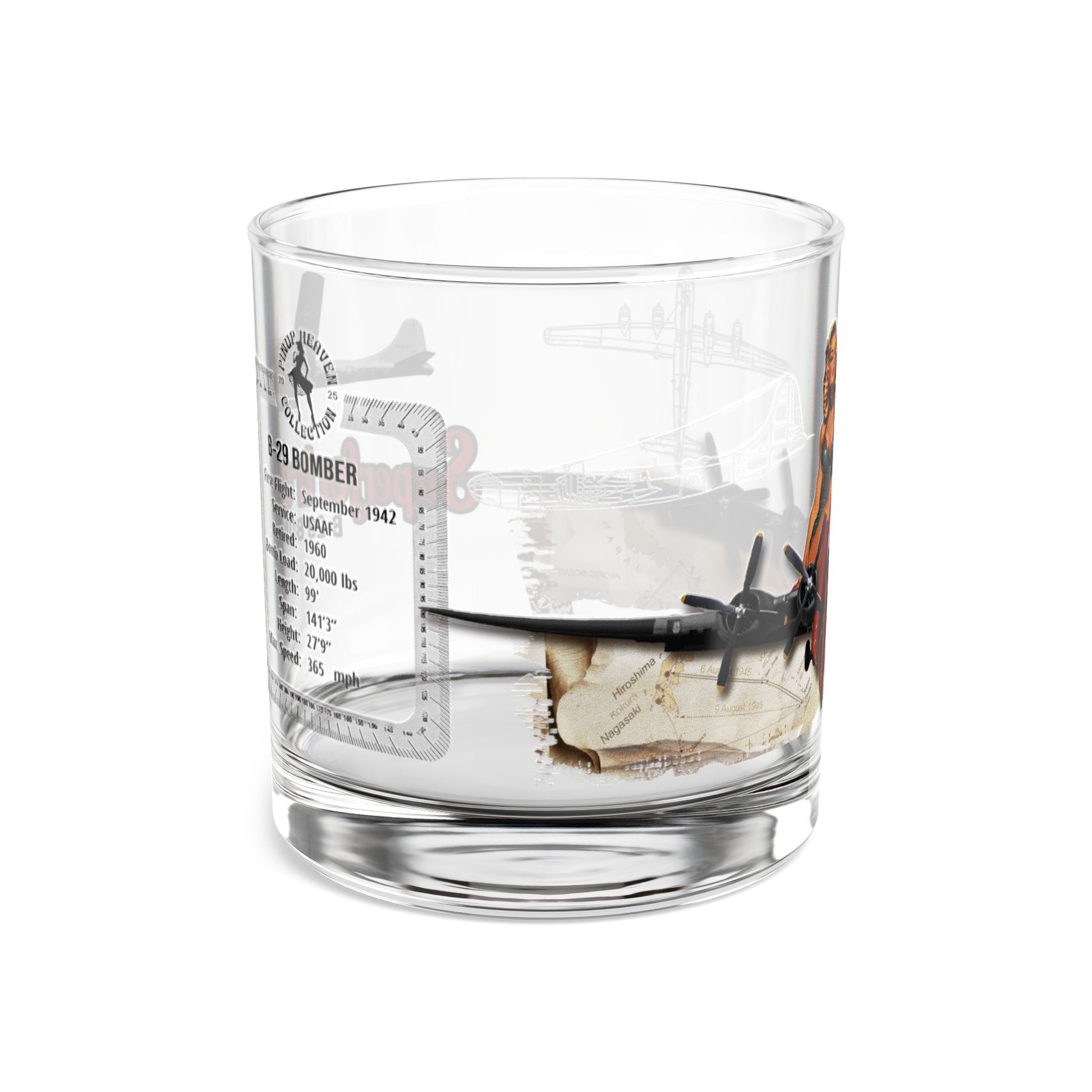 B-29 Superfortress WWII aviation whiskey glass