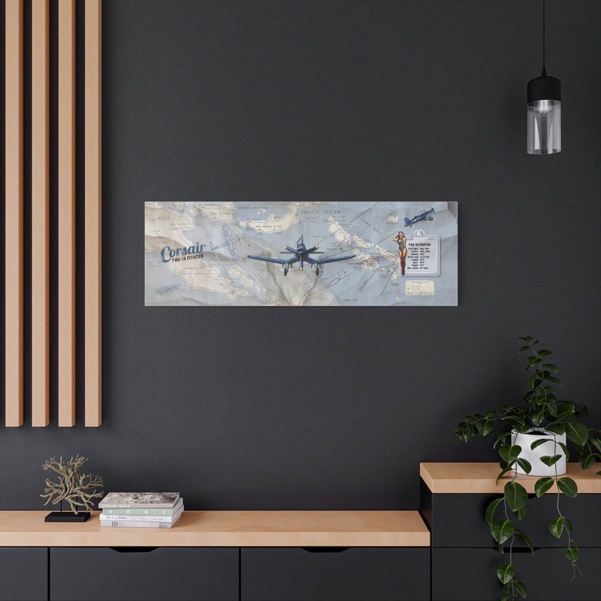 F4U Corsair pin-up WWII aviation canvas wall art