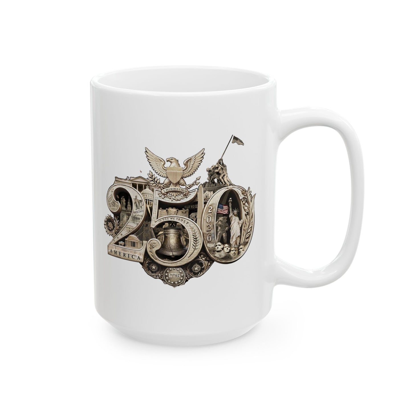 America 250th Anniversary Commemorative Mug —  Ceramic, 15oz, 11oz