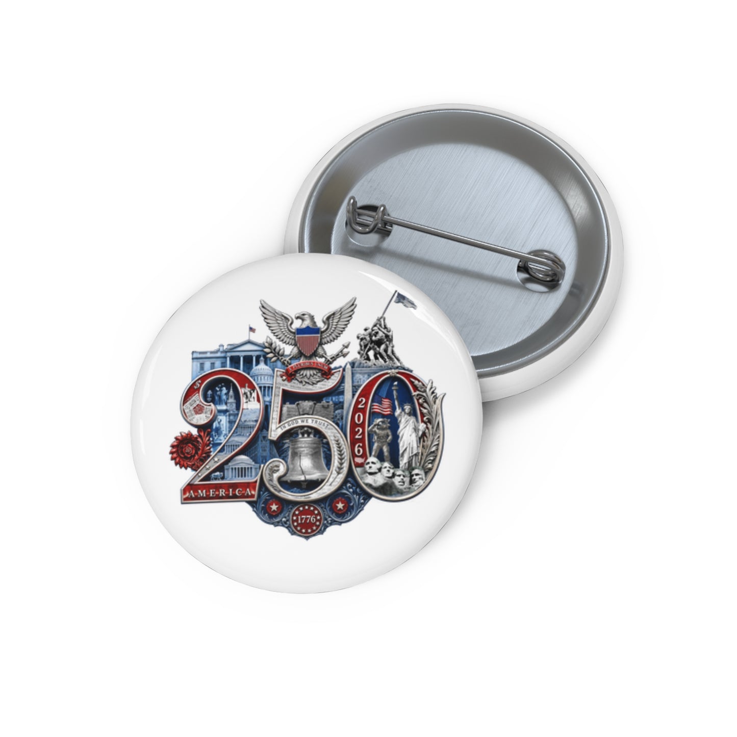 250th Anniversary Patriotic Pin Button - American Eagle 250th Seal Design
