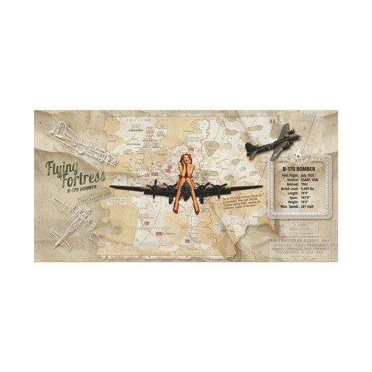 B-29 Superfortress WWII aviation pin-up canvas wall art