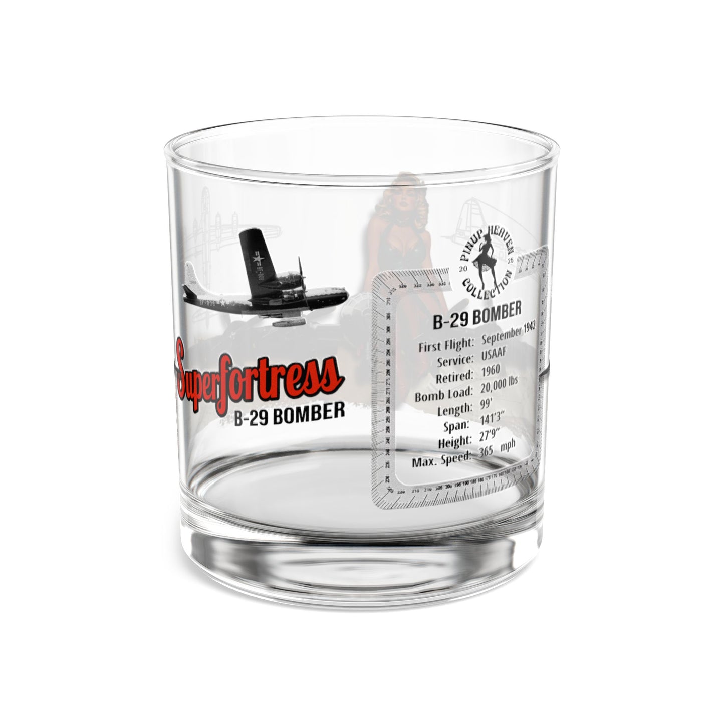 B-29 Superfortress WWII aviation whiskey glass