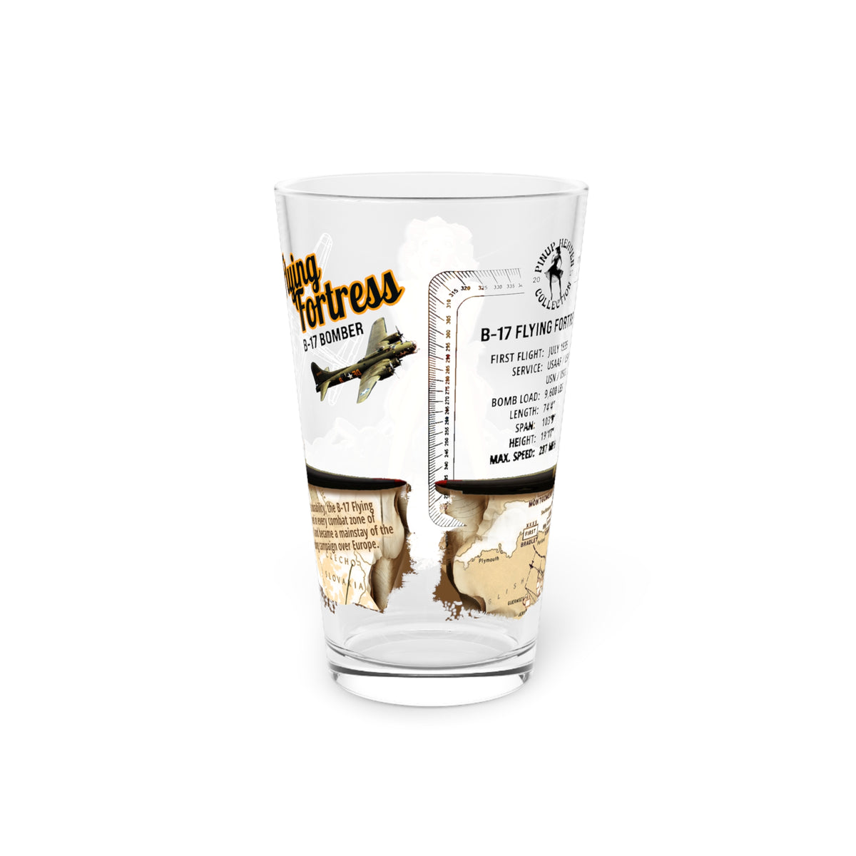 B-17 Flying Fortress WWII Pint Glass