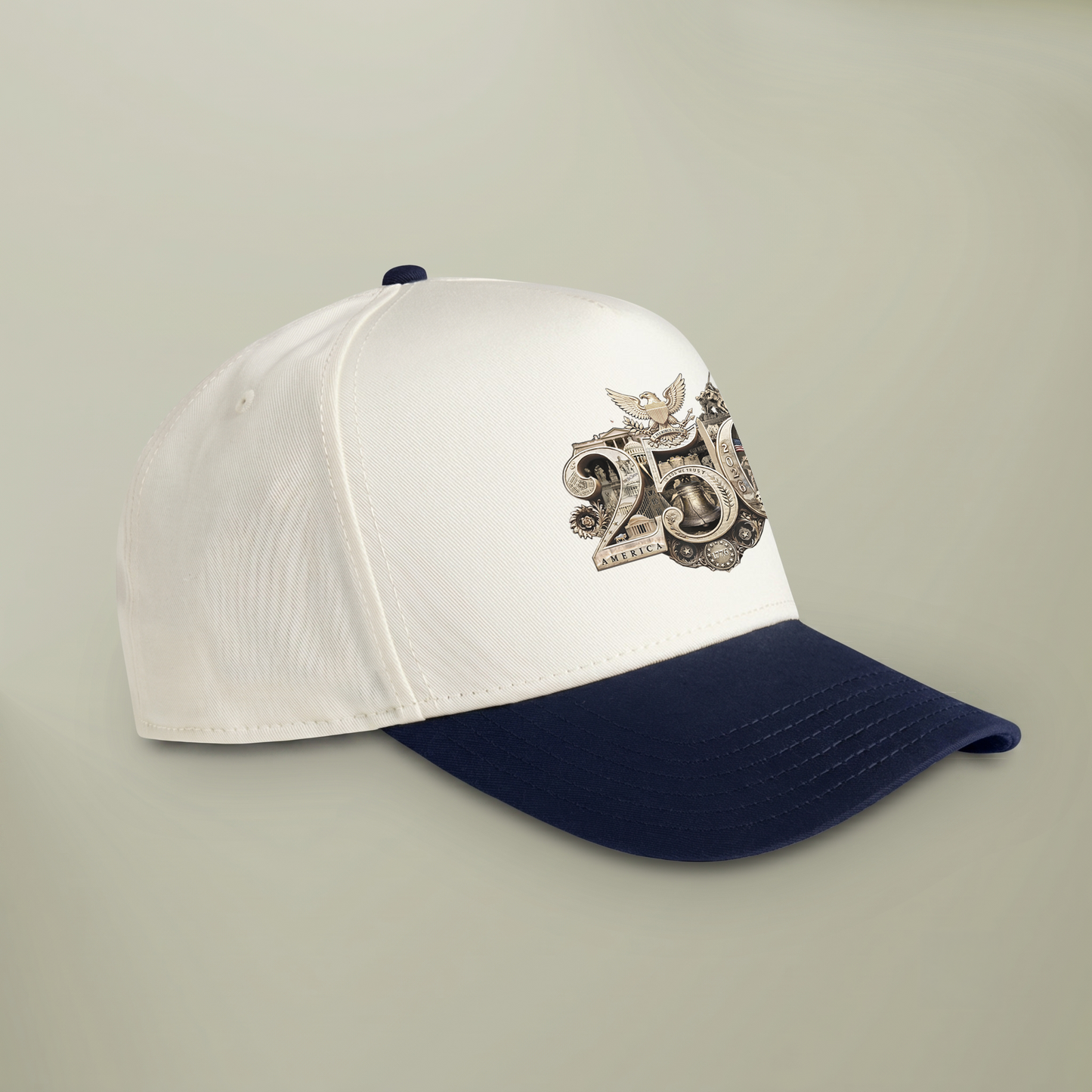 America 250th Anniversary Gold Seal Hat, Patriotic Two-Tone Snapback Cap, USA Semiquincentennial Baseball Cap