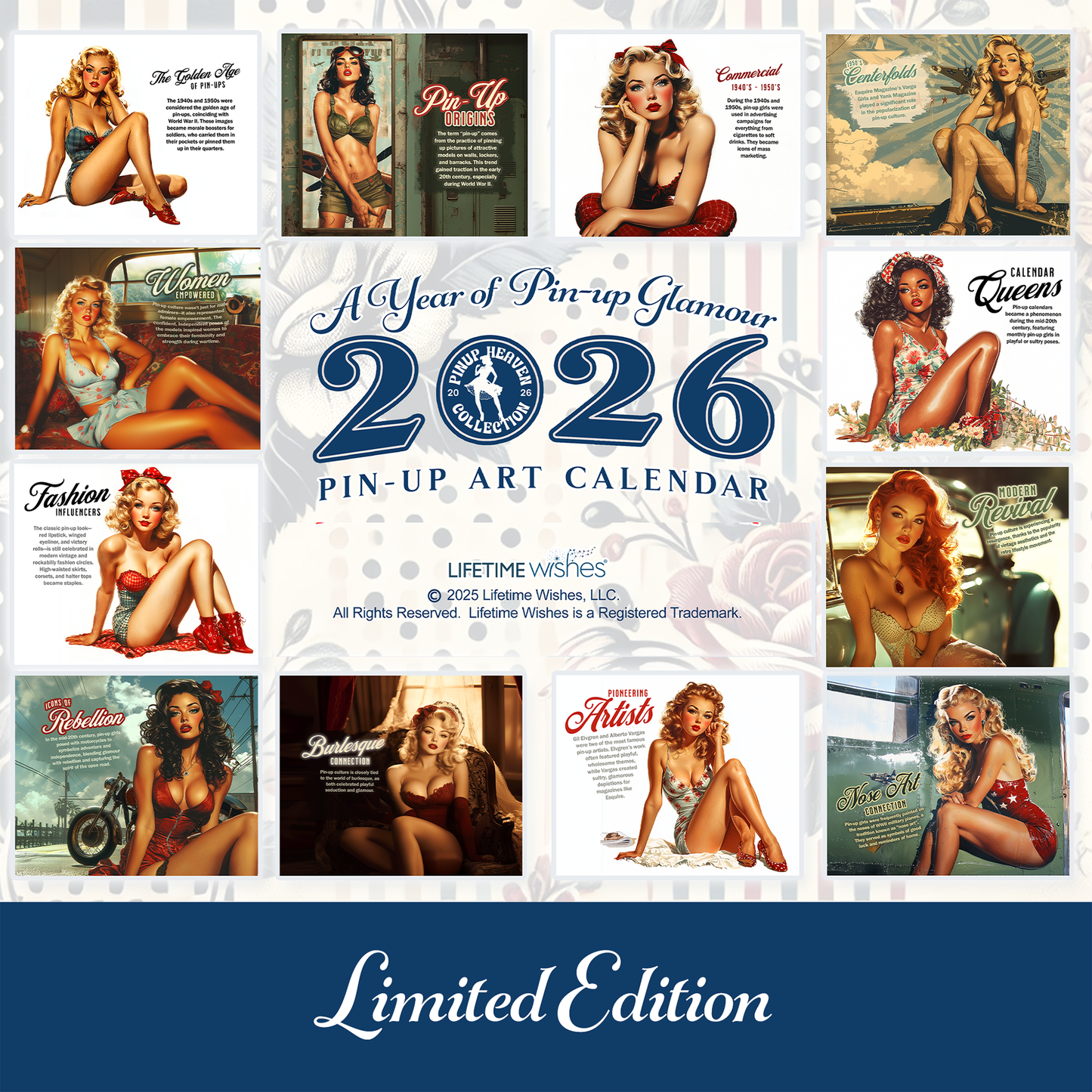 2026 Pinup Wall Calendar - Salute USA