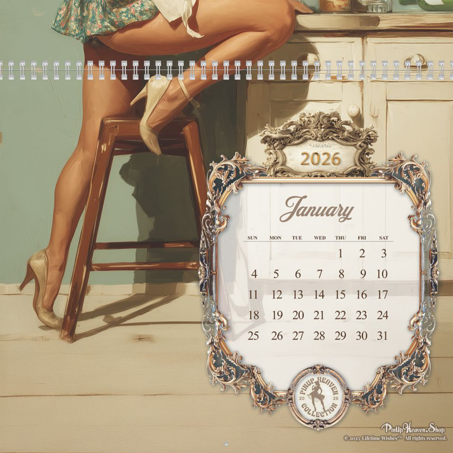 2026 Pin-Up Calendar , Caught in the Act, XL 2-Panel