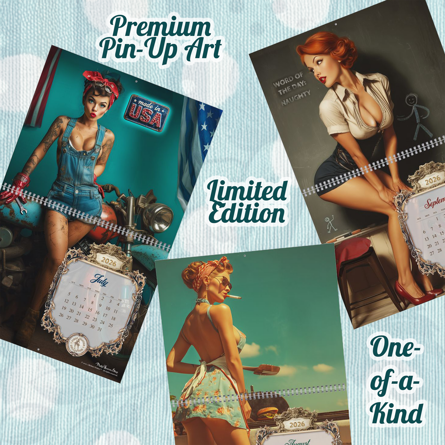 2026 Pin-Up Calendar , Caught in the Act, XL 2-Panel