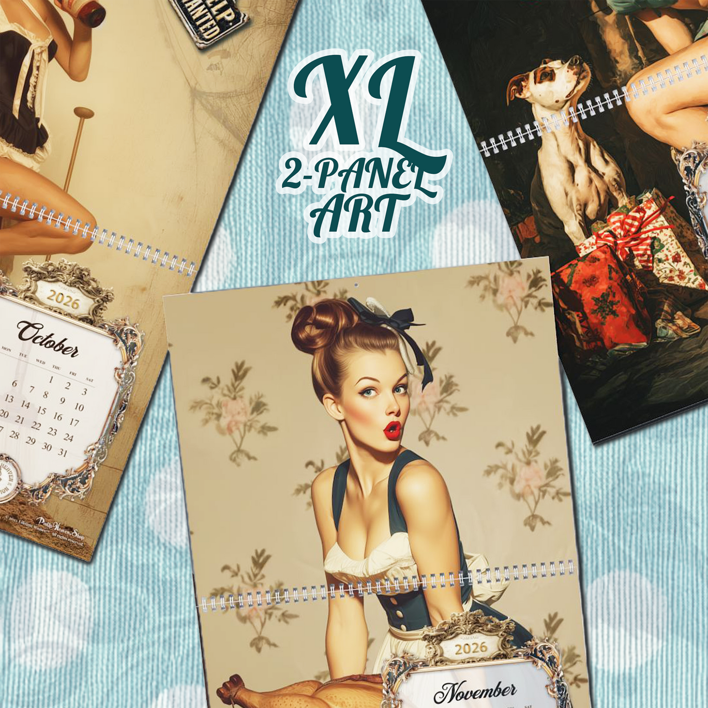 2026 Pin-Up Calendar , Caught in the Act, XL 2-Panel