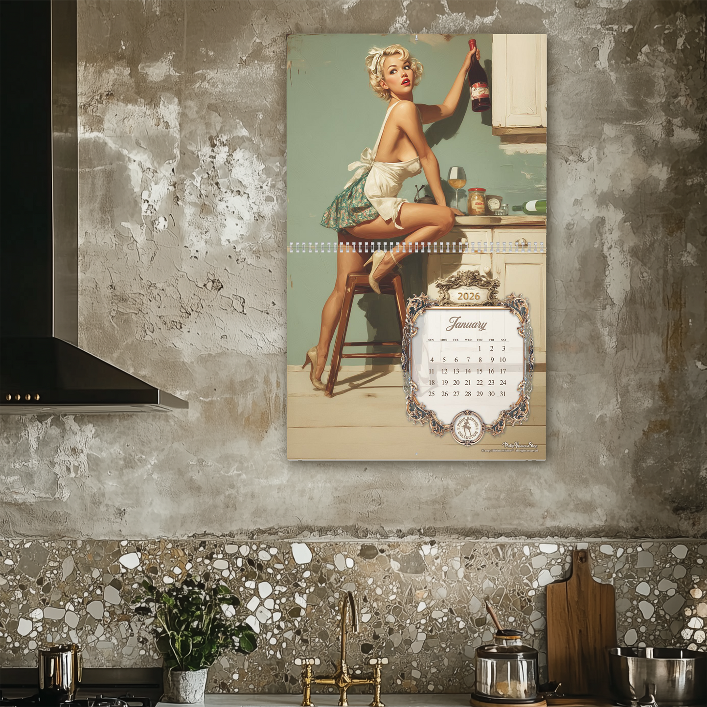 2026 Pin-Up Calendar , Caught in the Act, XL 2-Panel