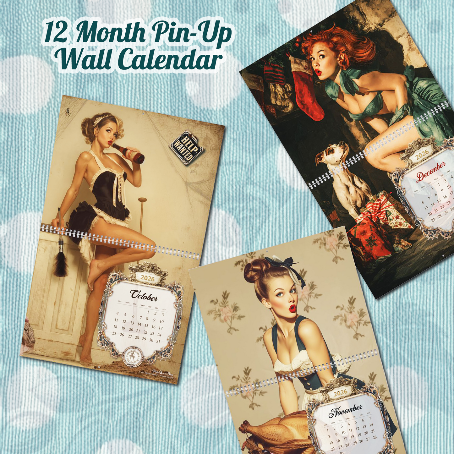 2026 Pin-Up Calendar , Caught in the Act, XL 2-Panel