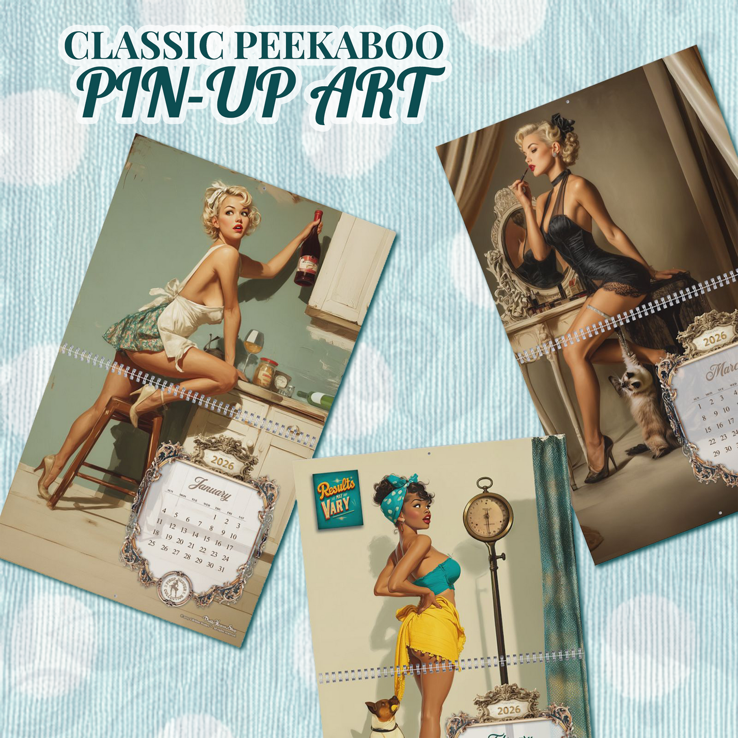 2026 Pin-Up Calendar , Caught in the Act, XL 2-Panel