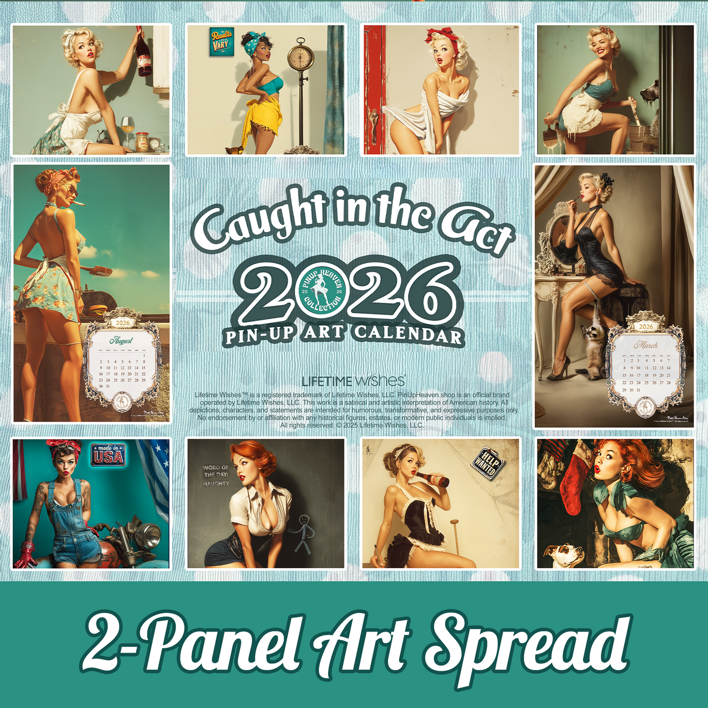 2026 Pin-Up Calendar , Caught in the Act, XL 2-Panel