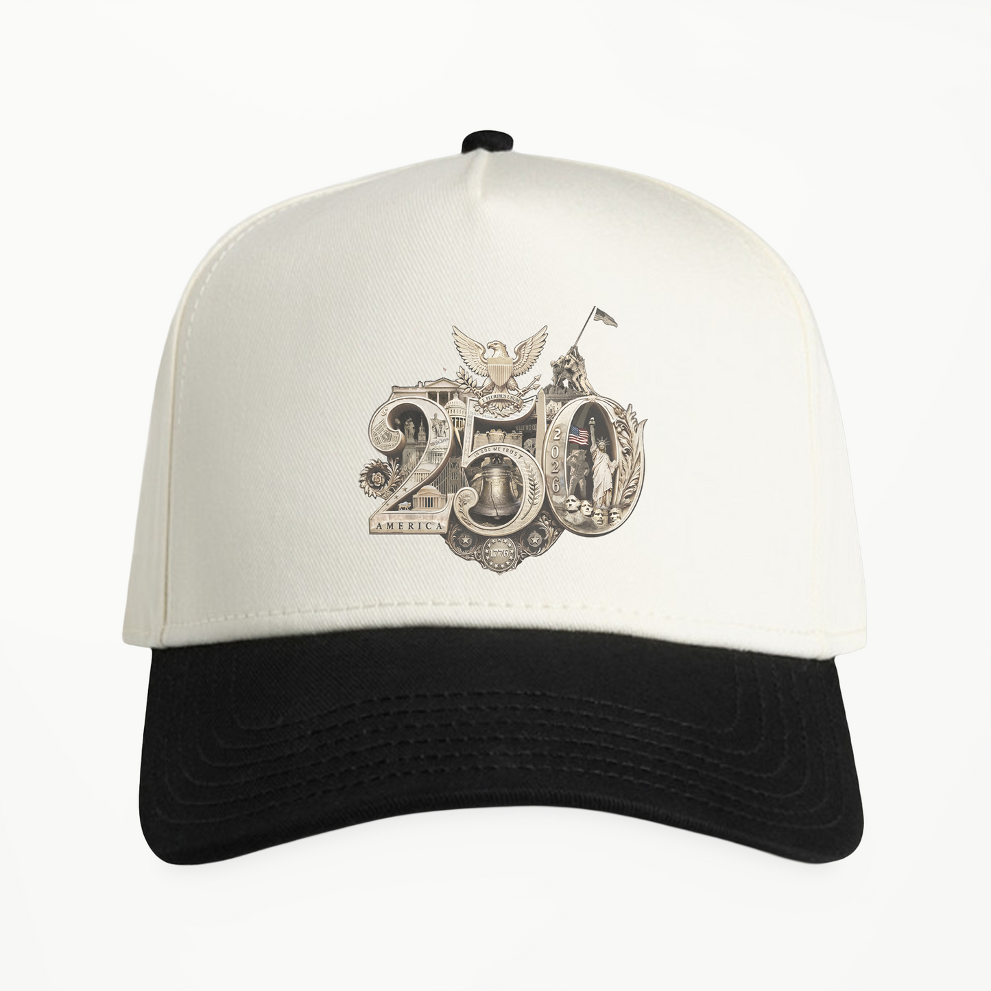 America 250th Anniversary Gold Seal Hat, Patriotic Two-Tone Snapback Cap, USA Semiquincentennial Baseball Cap