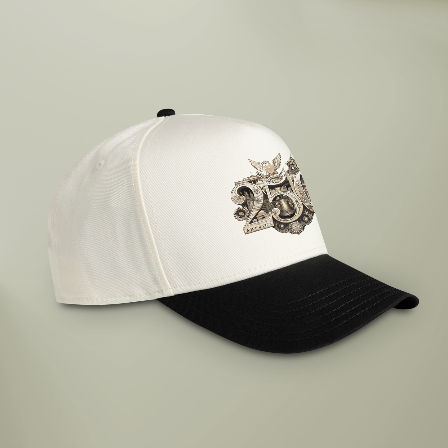 America 250th Anniversary Gold Seal Hat, Patriotic Two-Tone Snapback Cap, USA Semiquincentennial Baseball Cap