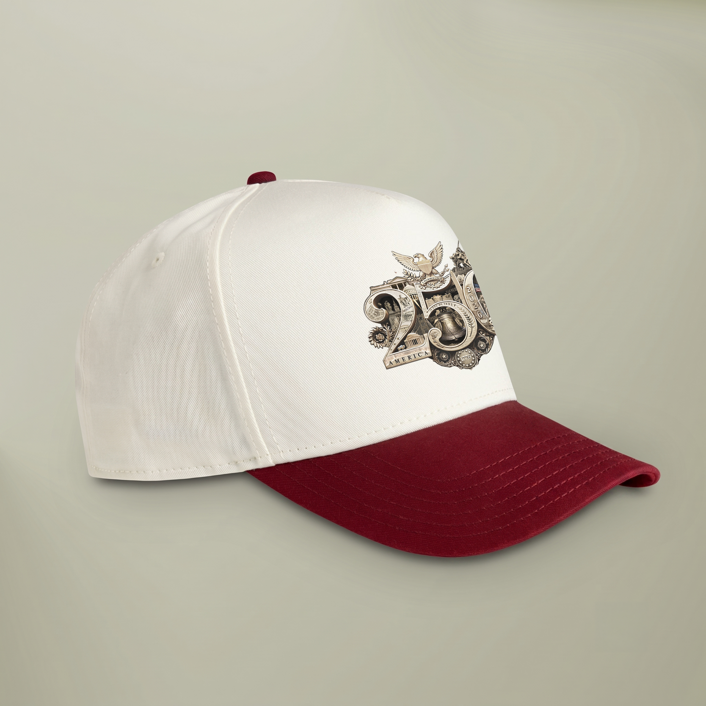 America 250th Anniversary Gold Seal Hat, Patriotic Two-Tone Snapback Cap, USA Semiquincentennial Baseball Cap
