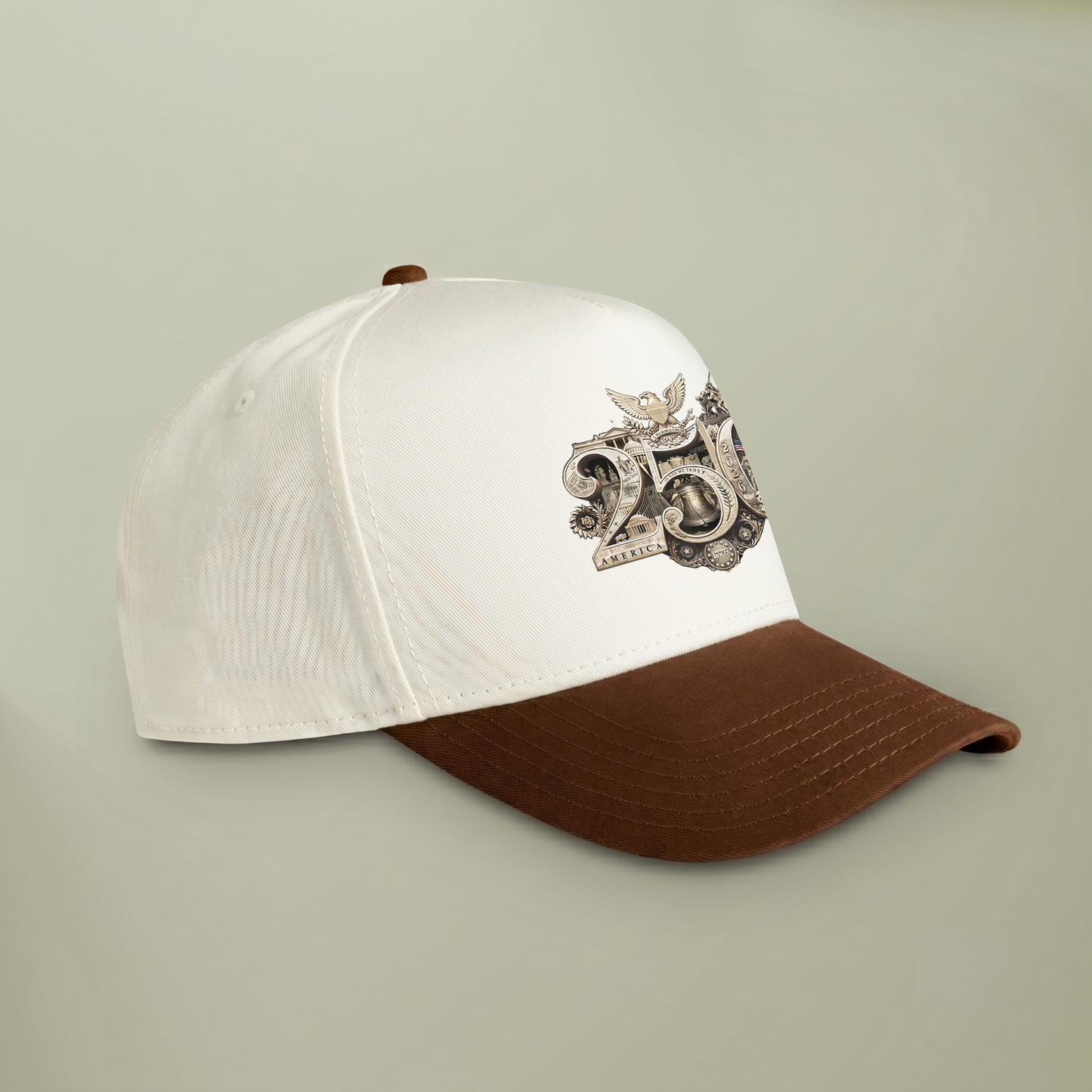 America 250th Anniversary Gold Seal Hat, Patriotic Two-Tone Snapback Cap, USA Semiquincentennial Baseball Cap