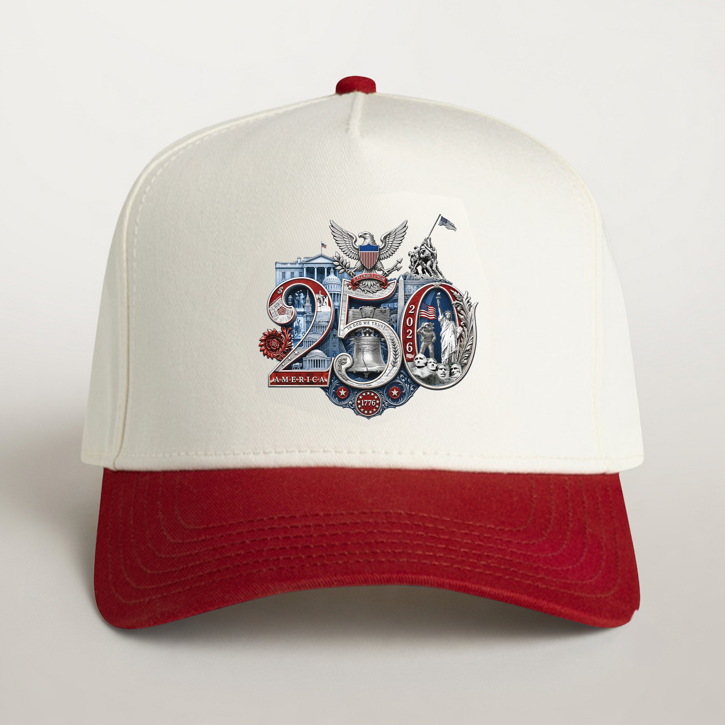 America 250th Anniversary Silver Seal Hat, Patriotic Two-Tone Snapback Cap, 250th Anniversary USA Semiquincentennial Baseball Cap