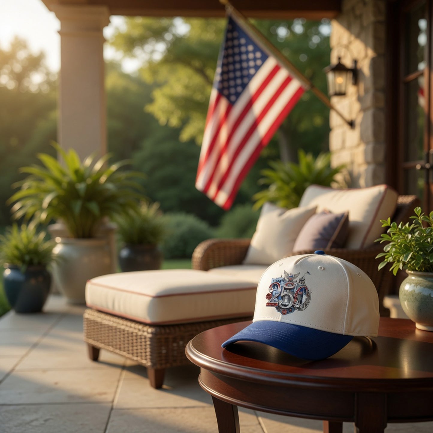 America 250th Anniversary Silver Seal Hat, Patriotic Two-Tone Snapback Cap, 250th Anniversary USA Semiquincentennial Baseball Cap