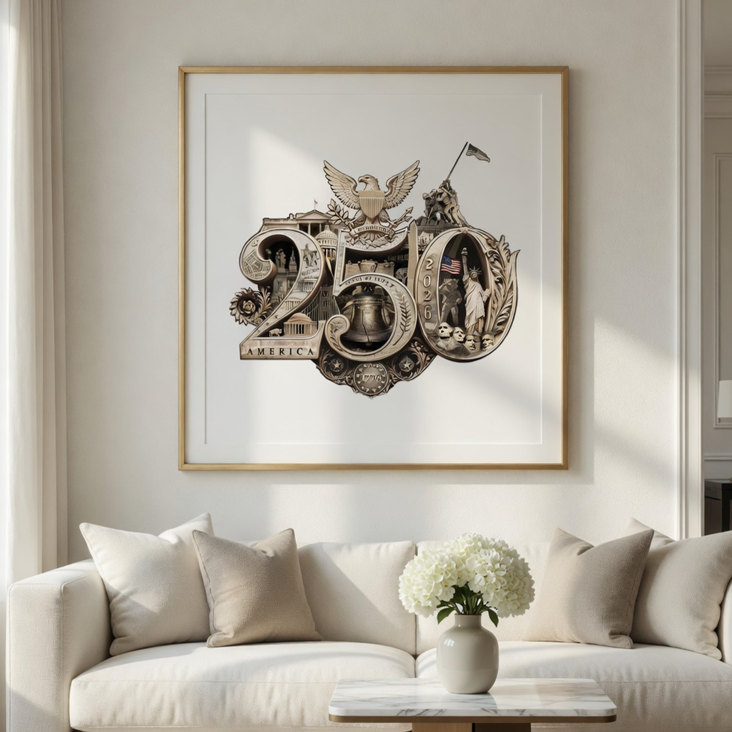 America's 250th Anniversary Gold Seal™ Fine Art Print | Hand-Composed Americana Wall Art from Real Photos | Historical Poster