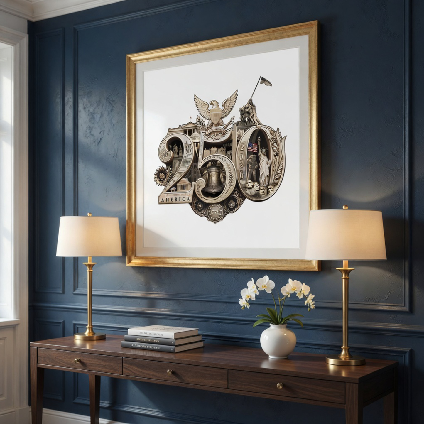 America's 250th Anniversary Gold Seal™ Fine Art Print | Hand-Composed Americana Wall Art from Real Photos | Historical Poster