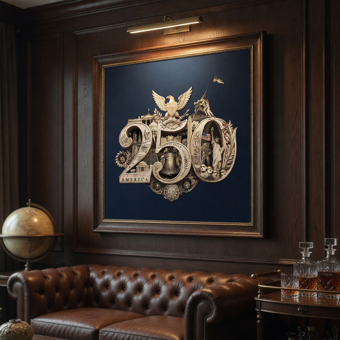 America's 250th Anniversary Gold Seal™ Fine Art Print | Patriotic Americana Wall Art from Real Photos | Historical Poster, Gold/Navy