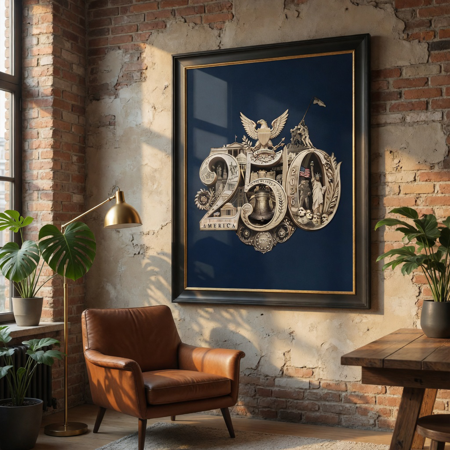 America's 250th Anniversary Gold Seal™ Fine Art Print | Patriotic Americana Wall Art from Real Photos | Historical Poster, Gold/Navy