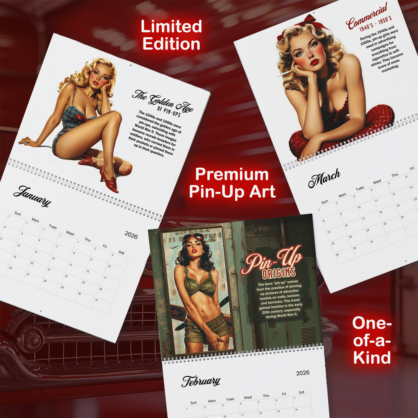 2026 Pinup Wall Calendar - Salute USA
