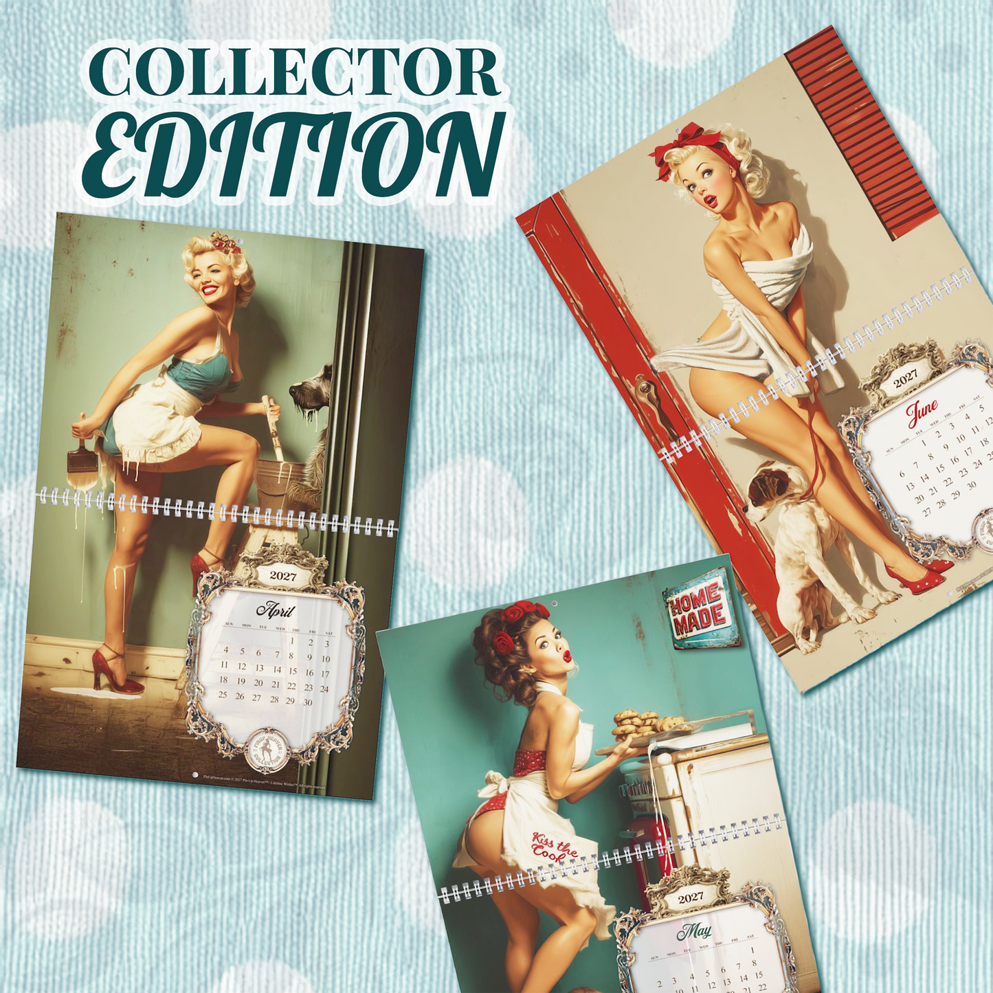 2027 Caught in the Act Pin-Up Wall Calendar, XL 2-Panel Art