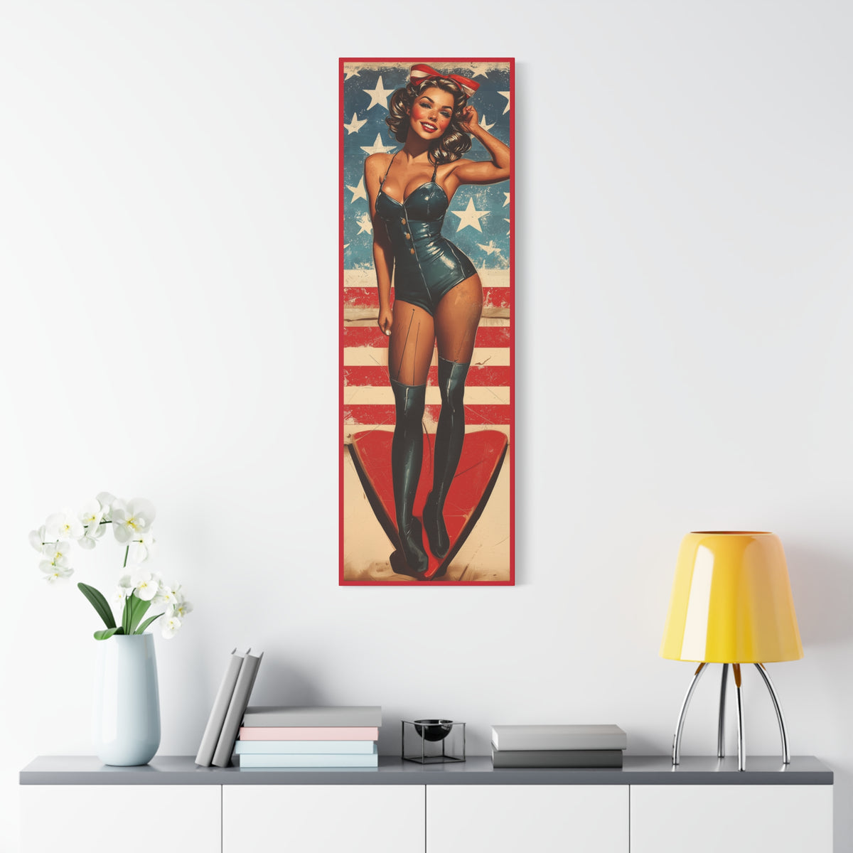 Stars & Stripes Sweetheart WWII aviation pin-up canvas wall art