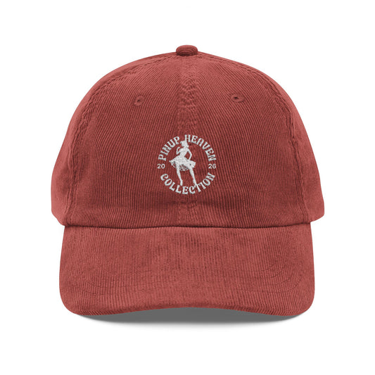 Vintage Corduroy Cap – Pin-Up Heaven Shop Embroidered Hat, Retro Style Gift for Him or Her