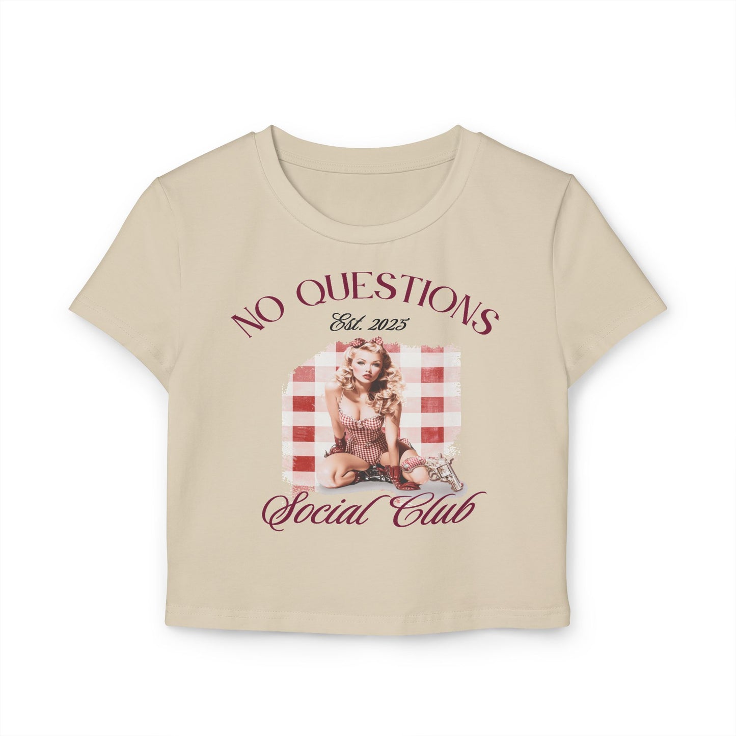 No Questions Social Club Y2K going-out baby tee