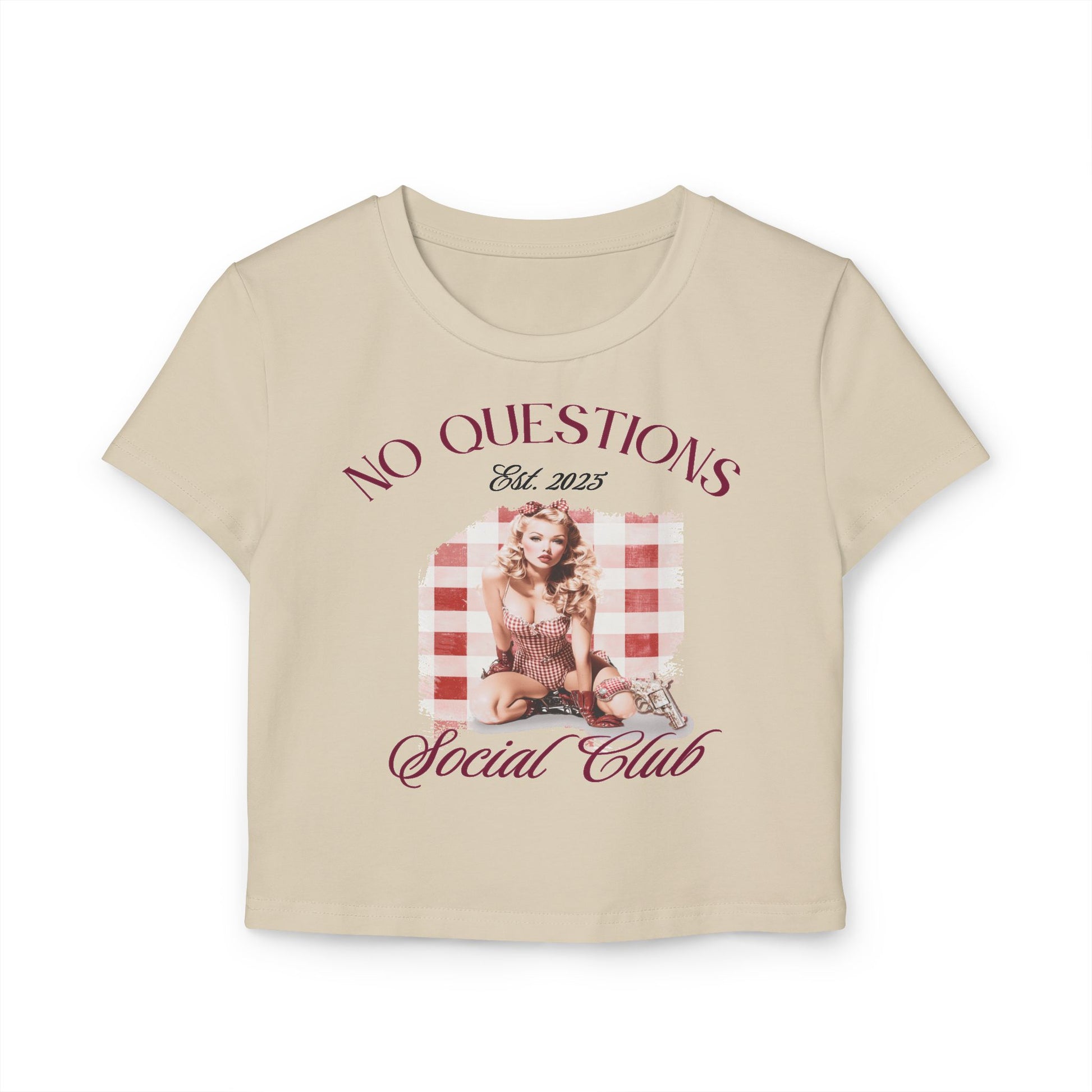 No Questions Social Club Y2K going-out baby tee