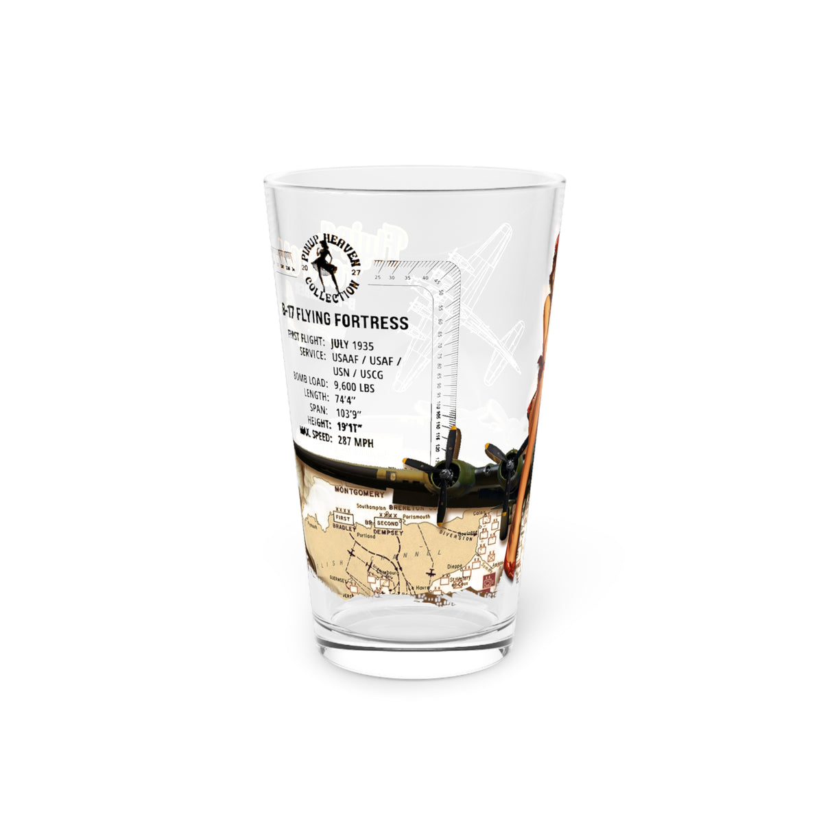 B-17 Flying Fortress WWII Pint Glass